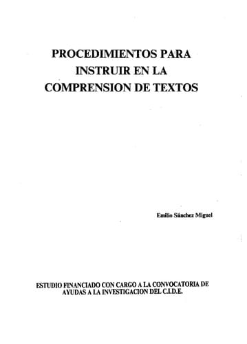 Procedimientos para instruir en la comprensión de textos