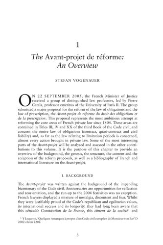 Reforming the French law of obligations