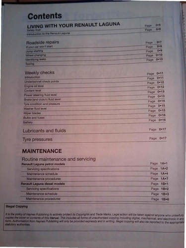 Renault Laguna owners workshop manual