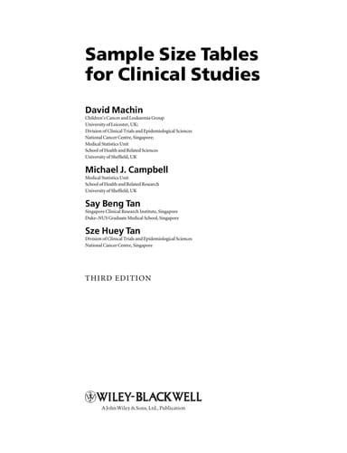 Sample size tables for clinical studies