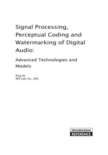 Signal processing, perceptual coding, and watermarking of digital audio