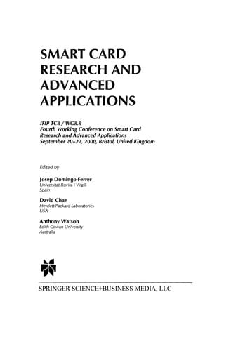 Smart Card Research and Advanced Applications