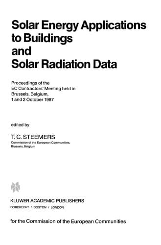 Solar Energy Applications to Buildings and Solar Radiation Data