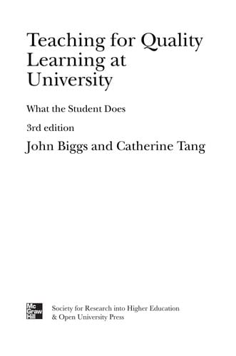 Teaching for quality learning at university