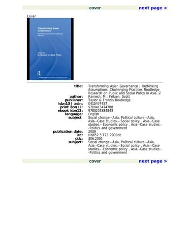 Transforming Asian governance