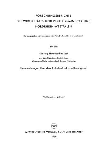 Untersuchungen über den Abhebedruck von Brenngasen