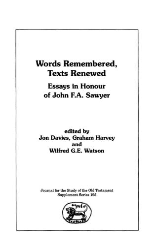 Words Remembered, Texts Renewed