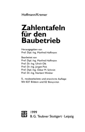 Zahlentafeln für den Baubetrieb
