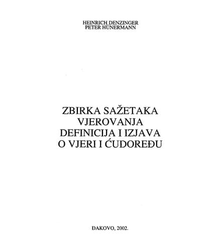Zbirka sažetaka vjerovanja definicija i izjava o vjeri i ćudoredu