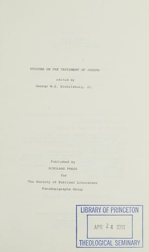 Studies on the testament of Joseph