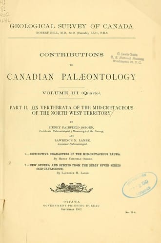 On vertebrata of the mid-Cretaceous of the North West Territory