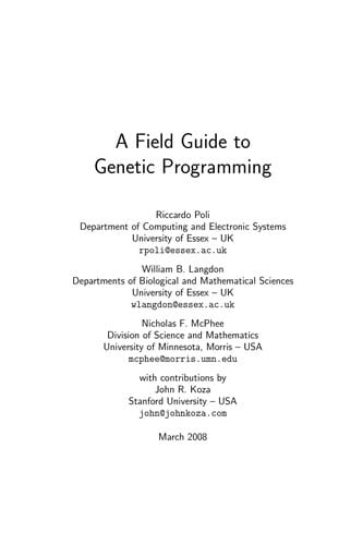 A field guide to genetic programming