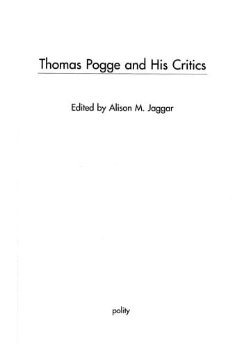 Thomas Pogge and his critics