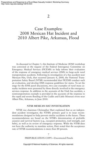 Preparedness and response to a rural mass casualty incident