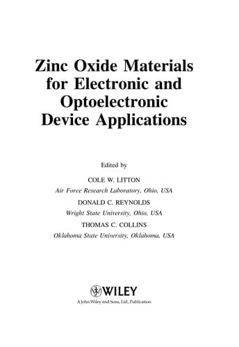 Zinc oxide materials for electronic and optoelectronic device applications