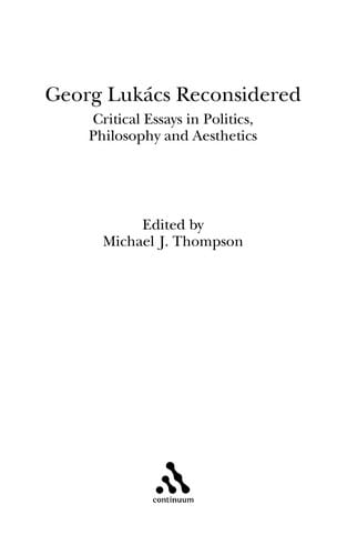 Georg Lukács reconsidered