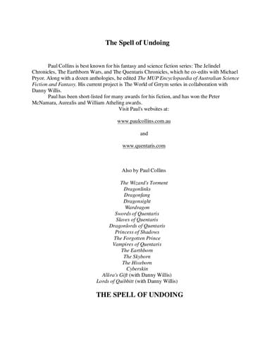 The spell of undoing