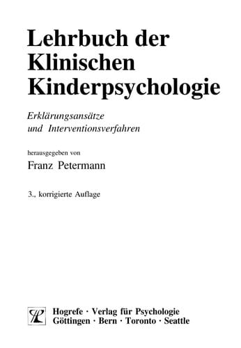 Lehrbuch der klinischen Kinderpsychologie