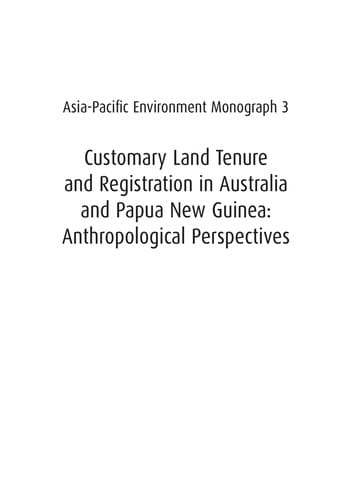 Customary land tenure and registration in Australia and Papua New Guinea