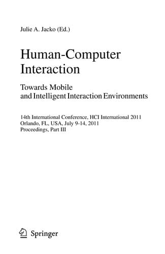 Human-Computer Interaction. Towards Mobile and Intelligent Interaction Environments