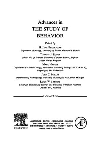 Advances in the Study of Behavior