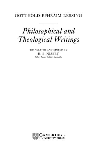 PHILOSOPHICAL AND THEOLOGICAL WRITINGS; ED. BY H.B. NISBET