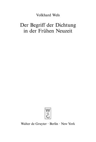 Der Begriff der Dichtung in der Fru hen Neuzeit