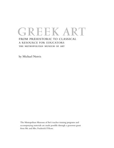 Greek art, from prehistoric to classical