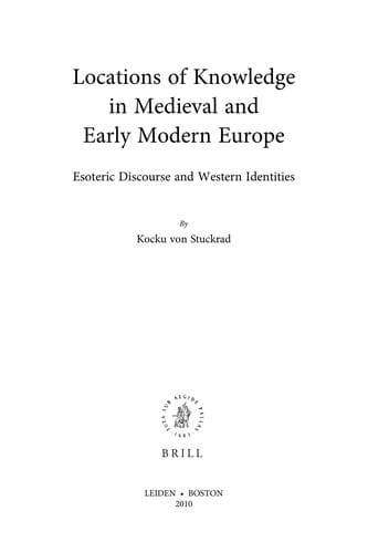 Locations of knowledge in medieval and early modern Europe