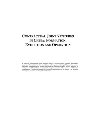Contractual joint ventures in China