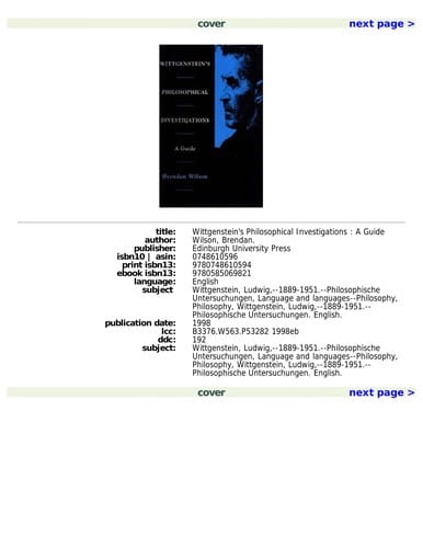 Wittgenstein's philosophical investigations