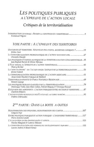 Les politiques publiques à l'épreuve de l'action locale