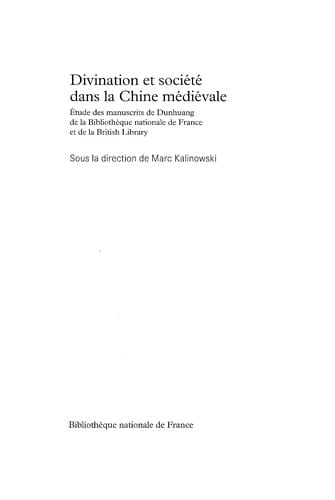Divination et société dans la Chine médiévale