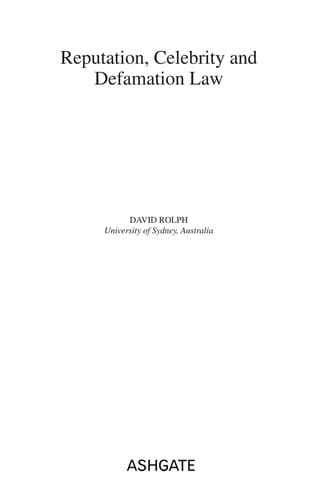 Reputation, celebrity and defamation law