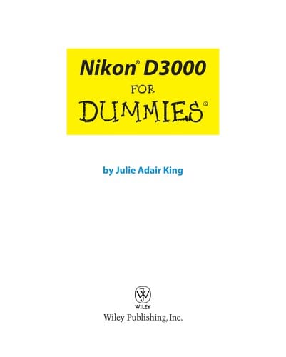 Nikon D3000 For Dummies