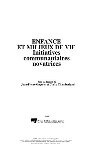 Enfance et milieux de vie