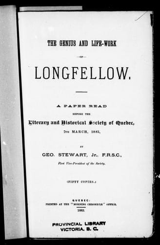 The genius and life-work of Longfellow