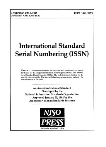 International standard serial numbering (ISSN)