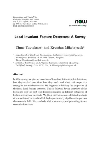 Local invariant feature detectors