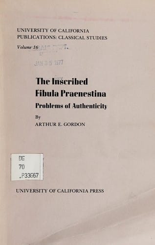 The inscribed fibula Praenestina