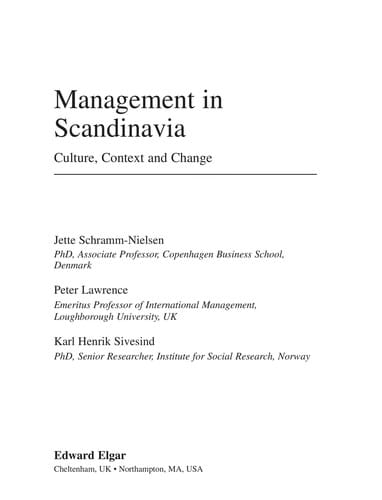 MANAGEMENT IN SCANDINAVIA: CULTURE, CONTEXT AND CHANGE