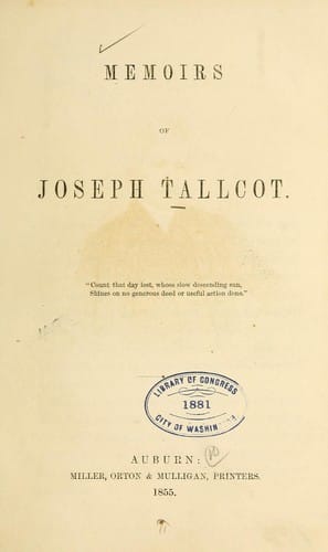 Memoirs of Joseph Tallcott...