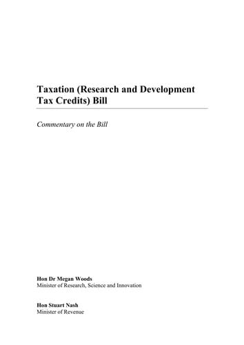 Taxation (Research and Development Tax Credits) Bill