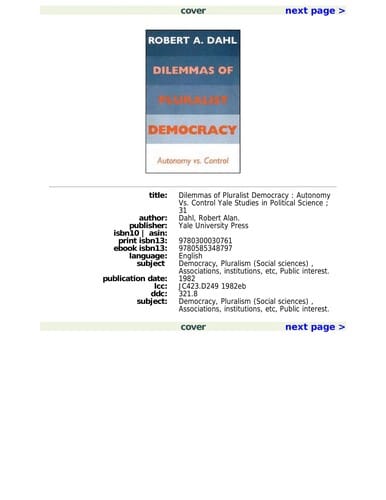 Dilemmas of pluralist democracy