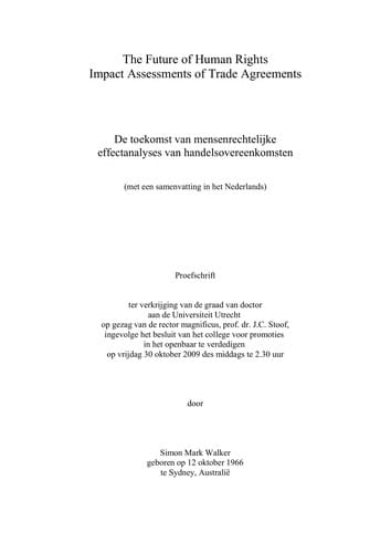 The future of human rights impact assessments of trade agreements
