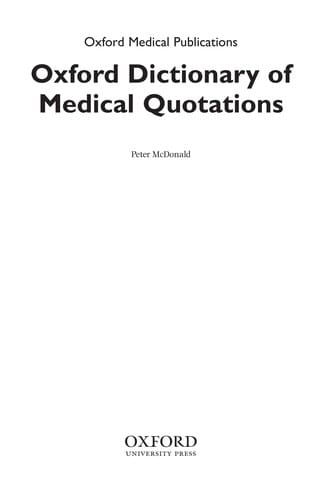 Oxford dictionary of medical quotations