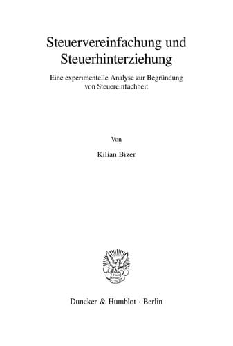 Steuervereinfachung und Steuerhinterziehung