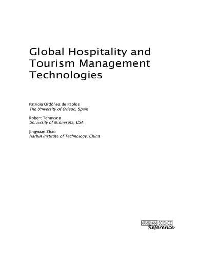 Global hospitality and tourism management technologies