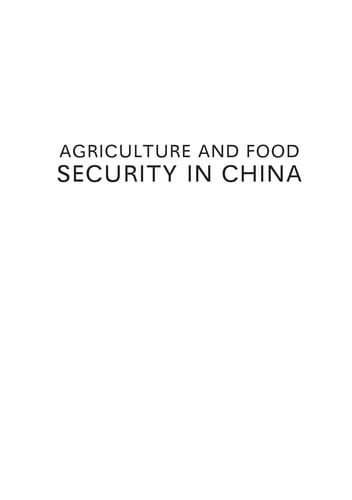Agriculture and Food Security in China