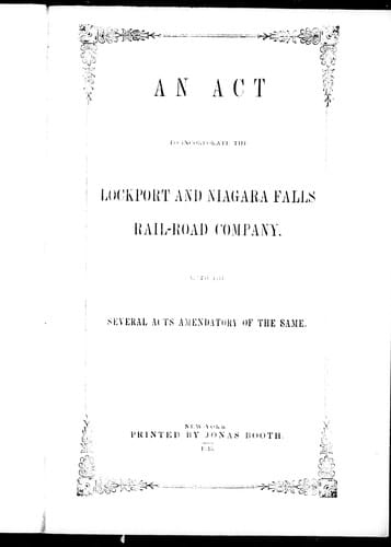 An Act to incorporate the Lockport and Niagara Falls Rail-road Company